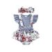 Calsunbaby Infant Baby Girl Romper Round Neck Ruffle Sleeve Bowknot Decorated Floral Printed Patchwork Romper Headband