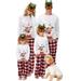 GRNSHTS Christmas Family Matching Pajamas Set Adult Kids Baby Deer Printed Tops+Plaid Pants Jammies Sleepwear Nightwear Pjs Set (White-Dad XXL)