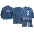 Infant Girls Size 12M Cotton Denim Embroidery Jacket 2-PC Sets. * 1 Unit Sets Pack *