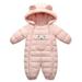 Gyratedream Baby Girls Boys Teddy Bear Double Zip-up Light Winter Puffrt Hooded Jumpsuit Jacket Romper Down Snowsuit Infant Outerwear Size 0-24M