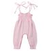 Pudcoco Baby Straps Ruffle Rompers Solid Sleeveless Jumpsuits Ropa Bebe Outfits
