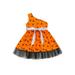 Canrulo Toddler Infant Kids Baby Girls Halloween Slanted Shoulder Dress with Bow Belt Outfits Orange 2-3 Years