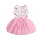 URMAGIC Toddle Girl Rabbit Sleeveless Tulle Tiered Dress 1-6T Kid Clothes