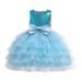 Zpanxa Baby Girls Princess Dress Little Girls Party Wedding Dresses Evening Mesh Lace Dress Birthday Dress Kids Pageant Flower Girl Sleeveless Dress Birthday Gifts for Girls Blue (7-8 Years)