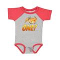 Inktastic First Birthday Orange Dragon Breathing Fire Boys or Girls Baby Bodysuit