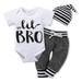 LOVEBAY 0-18 Months Baby Boy Clothes Newborn Boy Outfit Infant Romper Long Pants Hat 3PCS Bodysuit Clothing Set Baby Boys Bodysuits