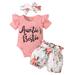 Lovebay Toddler Baby Girl Summer Floral Outfits Ruffle Romper + Shorts + Headband Set 0-18Months