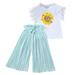 Girl Clothes Set Toddler Kids Girls Clothing Sets Summer Sunflower T-Shirt Tops Chiffon Ruched Loose Pants Outfits Children Clothes Baby Summer Autumn Clothing