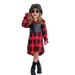 Kids Baby Girl Clothes Long Sleeve Plaid Printed Shirt Dress Tie-up Crop Tank Top 2Pcs Skirt Set