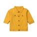 Qtinghua Toddler Baby Girls Classic Trucker Jacket Coat Outerwear Jackets Long Sleeve Coat Yellow 2-3 Years