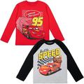 Disney Pixar Cars Lightning McQueen Toddler Boys 2 Pack T-Shirts Lightning Mcqueen Red/Black 2T