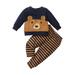 Tiny Cutey Toddler Baby Boy Clothes Outfit Fall Winter Long Sleeve Cartoon Top Stripe Pants Set 12-18M