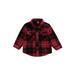 Diconna Toddler Baby Autumn Coat Plaid Printed Long Sleeve Lapel Shirt Top Button Down Outwear for Girls Boys Red 12-18 Months