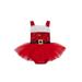 Multitrust Baby Girl Christmas Romper Fluffy Sequined Strappy Romper Skirt