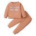 KIMI BEAR Infant Girls Outfits 18 Months Infant Girls Autumn Winter Outfits 24 Months Infant Girls Sweet Letter Print Long Sleeve T-shirt + Pants 2PCs Set Light Orange