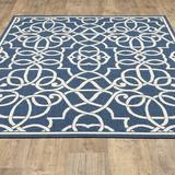 Blue/Navy 22 x 0.15 in Area Rug - Lark Manor™ Deltana Geometric Navy/Beige Indoor/Outdoor Area Rug, Polypropylene | 22 W x 0.15 D in | Wayfair