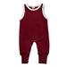 Cute Summer Kids Newborn Baby Boys Girls Cotton Rompers Solid Sleeveless Jumpsuit Outfit Baby Clothing One-Pieces Outfits Wine Red 12-18 Months
