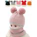 Deago Kids Winter Hat Baby Knit Hat Baby Girls Boys Winter Hat Thick Scarf Earflap Hood Scarves Skull Caps 2-5T (Pink)