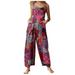 Women Summer Loose Overalls Sleeveless Adjustable Plus Size Jumpsuit Romper with Pockets