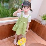 Toddler Girls Short Sleeves Suspender Dress Bow Sundress