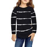Hunpta Little Girls Casual Long Sleeve T Shirts Crewneck Tunic Tops Kids Button Striped Tee Blouses Autumn Clothes