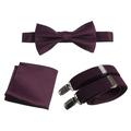 Mens Pre-tied Bow Tie Adjustable Stretch Suspender and Pocket Square Sets