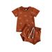 Sunisery 2Pcs Newborn Baby Boy Girl Outfits Set Short Sleeve Tops T-shirt+Shorts Outfits Brown 18-24 Months