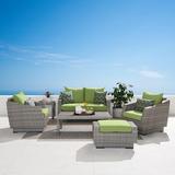 Wade Logan® Castelli 6 Piece Rattan Sofa Seating Group w/ Cushions Synthetic Wicker/All - Weather Wicker/Wicker/Rattan in Gray | Outdoor Furniture | Wayfair