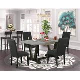 Red Barrel Studio® 4 - Person Acacia Solid Wood Dining Set Wood/Upholstered in Gray/Brown | 30" H x 60" L x 36" W | Wayfair