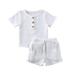 One opening Baby Girls Clothes Plain Short Sleeve T-Shirt + Shorts Outfits Set