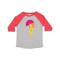 Inktastic Girl in Raincoat Girl with Umbrella Orange Hair Girls Toddler T-Shirt