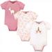 Hudson Baby Infant Girl Cotton Bodysuits 3pk Gold Pink Unicorn 3-6 Months