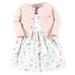 Hudson Baby Infant Girl Cotton Dress and Cardigan Set Pastel Sea 6-9 Months
