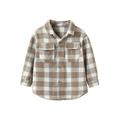 AMILIEe Baby Girls Casual Lapel Long Sleeve Single-breasted Plaid Shirt Tops 2-7Y