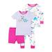 Little Star Organic Baby & Toddler Girl 4 Pc Short & Long Sleeve Shirt with Shorts & Pants Snug Fit Pajamas Size 9 Months-5T