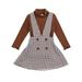 Baby Toddler Girls Clothes 2T 3T 4T 5T Fall Winter Outfits Brown Knitted Cotton Tops Suspender Plaid Skirt Sets