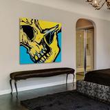 Trinx Skull 1 by Josh Ruggs - Wrapped Canvas Painting Metal in Black/Blue/Yellow | 40 H x 40 W x 1.5 D in | Wayfair