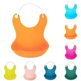 RAOx Baby Cute Solid Color Leak-Proof Silicone Drinking Eating Bib Feeding Apron