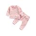 Fiomva Baby 2PC Clothing Set Printed Long Sleeve Sweater with Printed Pants