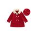 Jxzom Toddler Kid Girl Winter Coat Outfit Contrast Color Fur Peter Pan Collar Long Sleeve Dress Hat