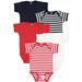 Rabbit Skins Baby Bodysuits Girls & Boys Newborn to 24 Months 5-Pack Set Snap Closure Multi-color Cotton Stars and Stripes: Red/Navy/White/Navy White Stripes/Red White Stripes 24 Months