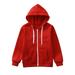 dmqupv 5t Boys Jackets Boys Long Up Kids Top Sleeve Sweatshirt Hoodie Girls Color Solid Zip Jackets Boys Boy Jacket Red 4-5 Years