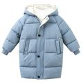 dmqupv Winter Jacket 5t Toddler Baby Kids Girls Soft Sweater Coat Winter Thick Warm Button Hooded Girls Fashion Coat Blue 5-6 Years