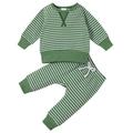 TAIAOJING Fall/Winter Baby Boy Girl Clothes Kids Striped Patchwork Long Sleeve Blouse Tops Pants Trousers Sleepwear Pajamas Set 2PCS Bodysuit Outfits 3-6 Months