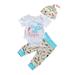 Sunisery Newborn Toddler Baby Girl Boy Letter Printed Short/Long Sleeve Romper Bodysuit Pants Hat 3Pcs Fall Winter Outfit