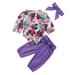 3PCS Newborn Baby Girls Tops Romper+Floral Pants Leggings Headband Outfits Set Clothes 6-12 Months