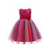 Calsunbaby Kids Formal Dress Flower Sequins Round Collar Sleeveless One-Piece Sundress for Summer 3-10 Years Rose red 5-6 Years