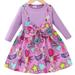 Popshion Toddler Girls Princess Bowknot Dress Color Block Round Neck Casual Mid-length Fall Dress