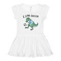 Inktastic I Love Soccer-Dinosaur in Blue Girls Toddler Dress