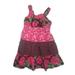 Girls Brown & Pink Flower Sundress Roses & Dots Tier Sleeveless Summer Dress 3T